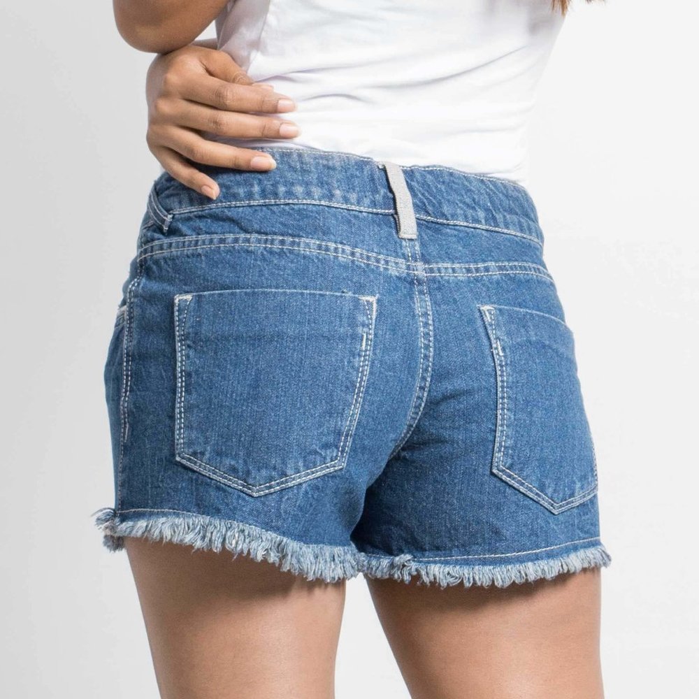 OLGYN Women’s Medium Blue Denim Shorts - Picture 2 of 4